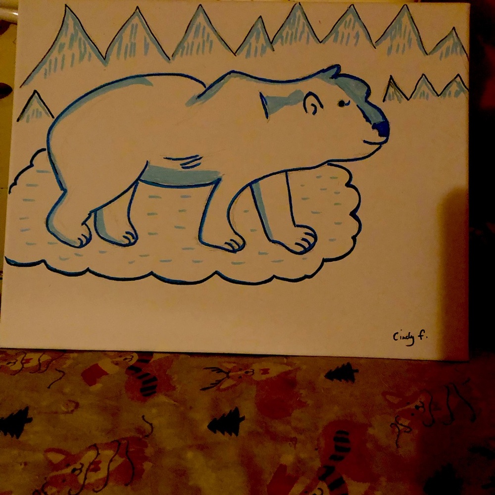 Polar bear 11 x 17 canvas board draw By CF